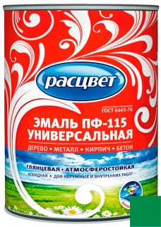  Эмаль ПФ-115 РАСЦВЕТ  зеленая  0,9кг *